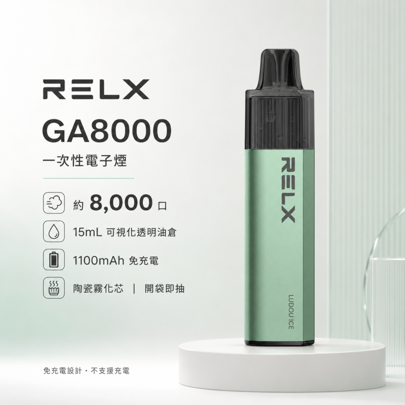 RELX-GA8000-拋棄式電子煙 RELX GA8000一次性電子煙|悅刻8000口拋棄式 · 28款全新風味:圖片 1